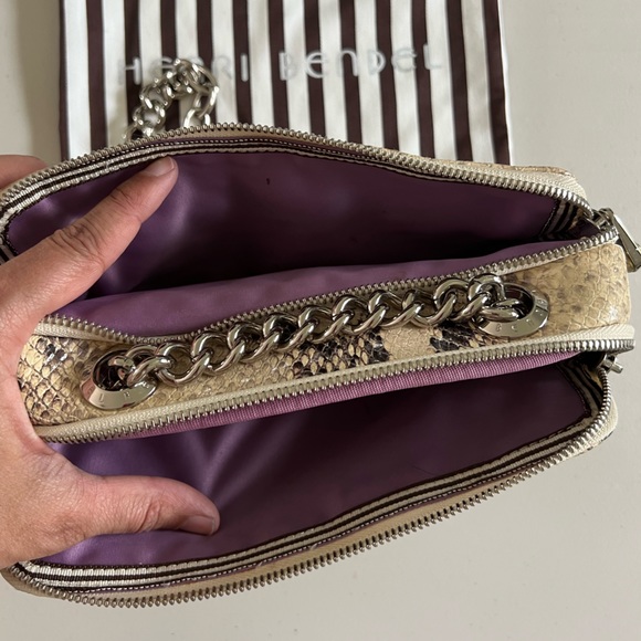 Henri Bendel Snakeskin Embossed Leather Crossbody with Chain Strap - Picture 8 of 9